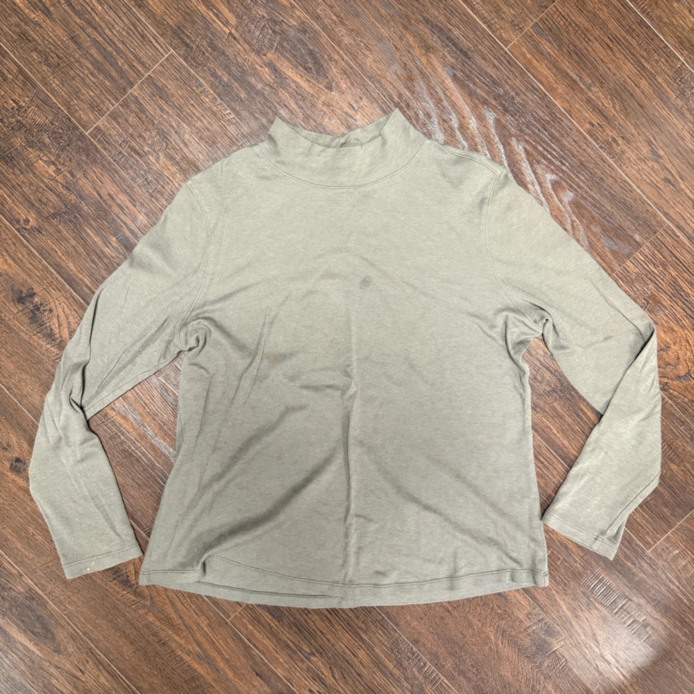 WESTBOUND OLIVE LONG SLEEVE MOCK TURTLENECK TOP